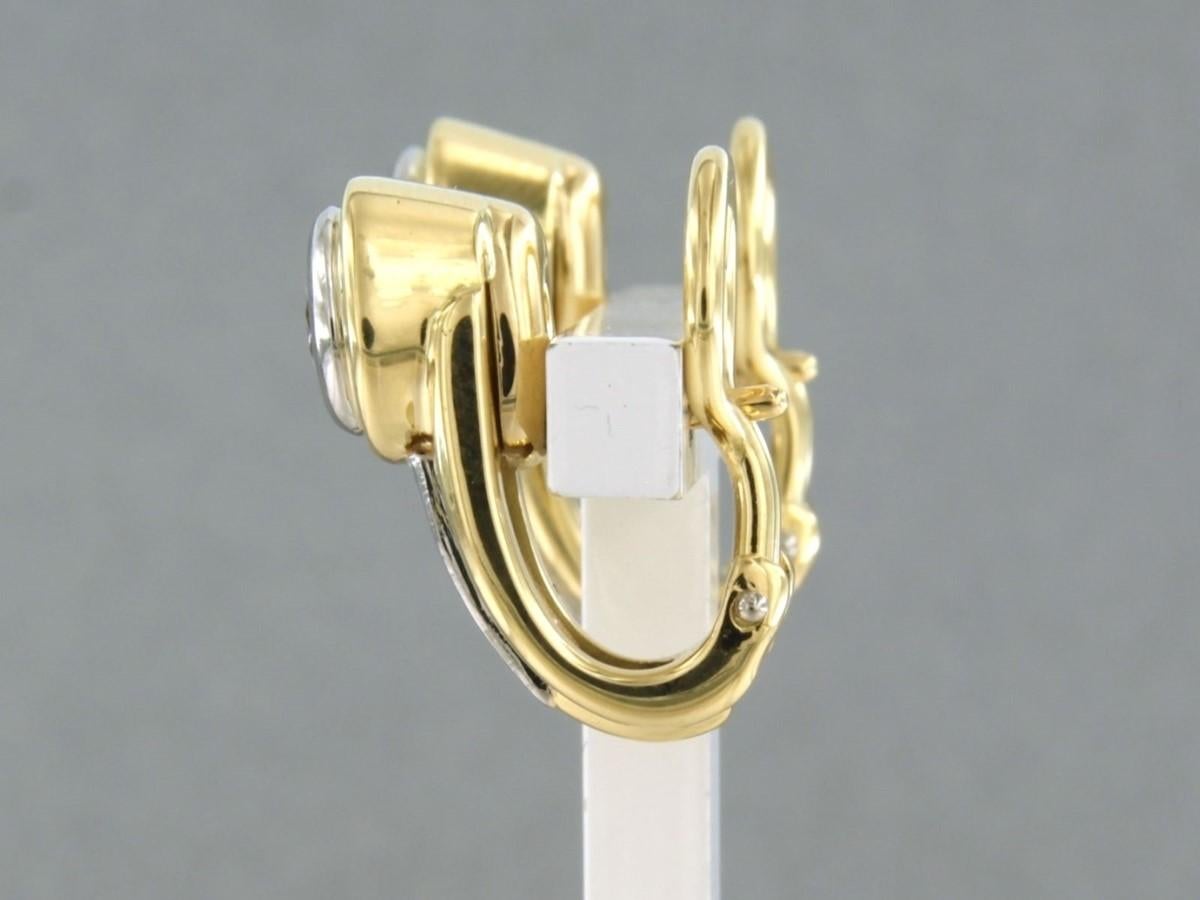 Women's Earrings with diamonds 18k bicolour gold For Sale