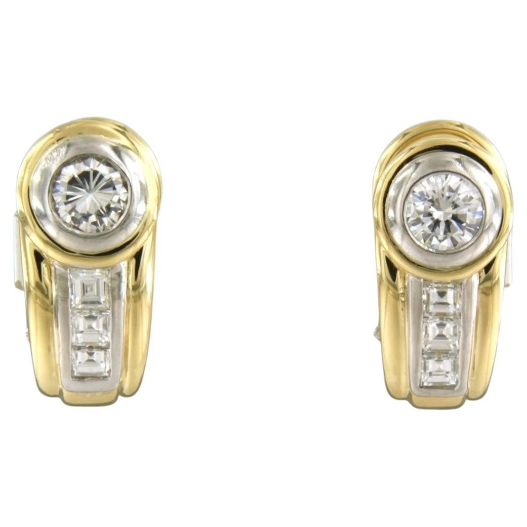 Earrings with diamonds 18k bicolour gold For Sale