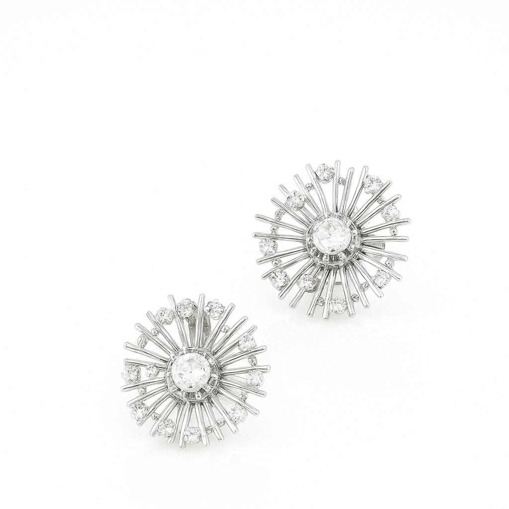 Earrings with Diamonds , Art Deco 1940 French White Gold “Dandelion” in vendita 2