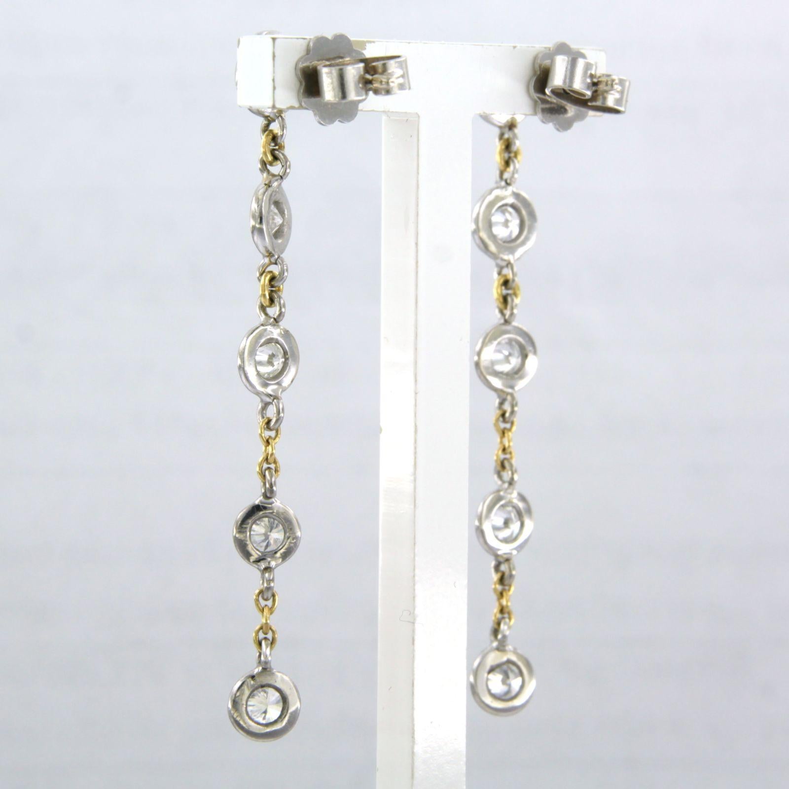 Earrings with diamonds in total 1.40ct 18k gold In Excellent Condition For Sale In The Hague, ZH