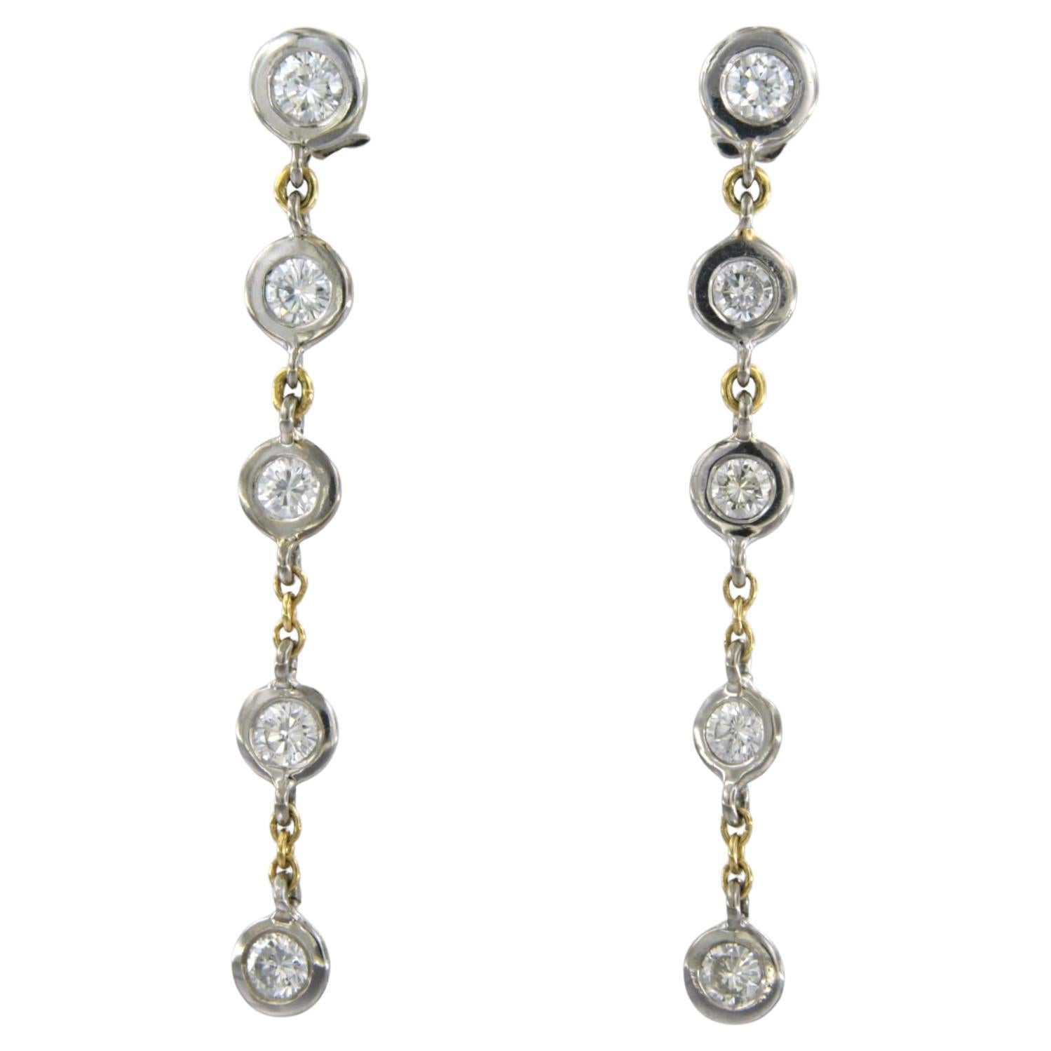 Earrings with diamonds in total 1.40ct 18k gold For Sale