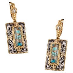 Earrings with Doublet Turquoise Gemstones, Dimitrios Exclusive S79