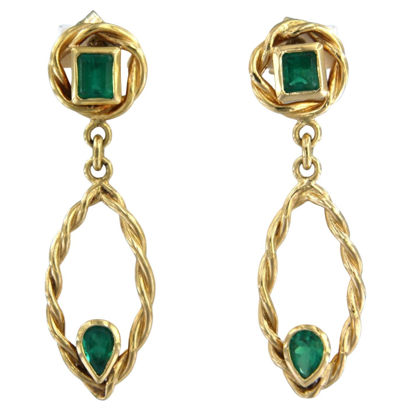 Earrings set with sapphire and diamonds 18k yellow gold For Sale at 1stDibs