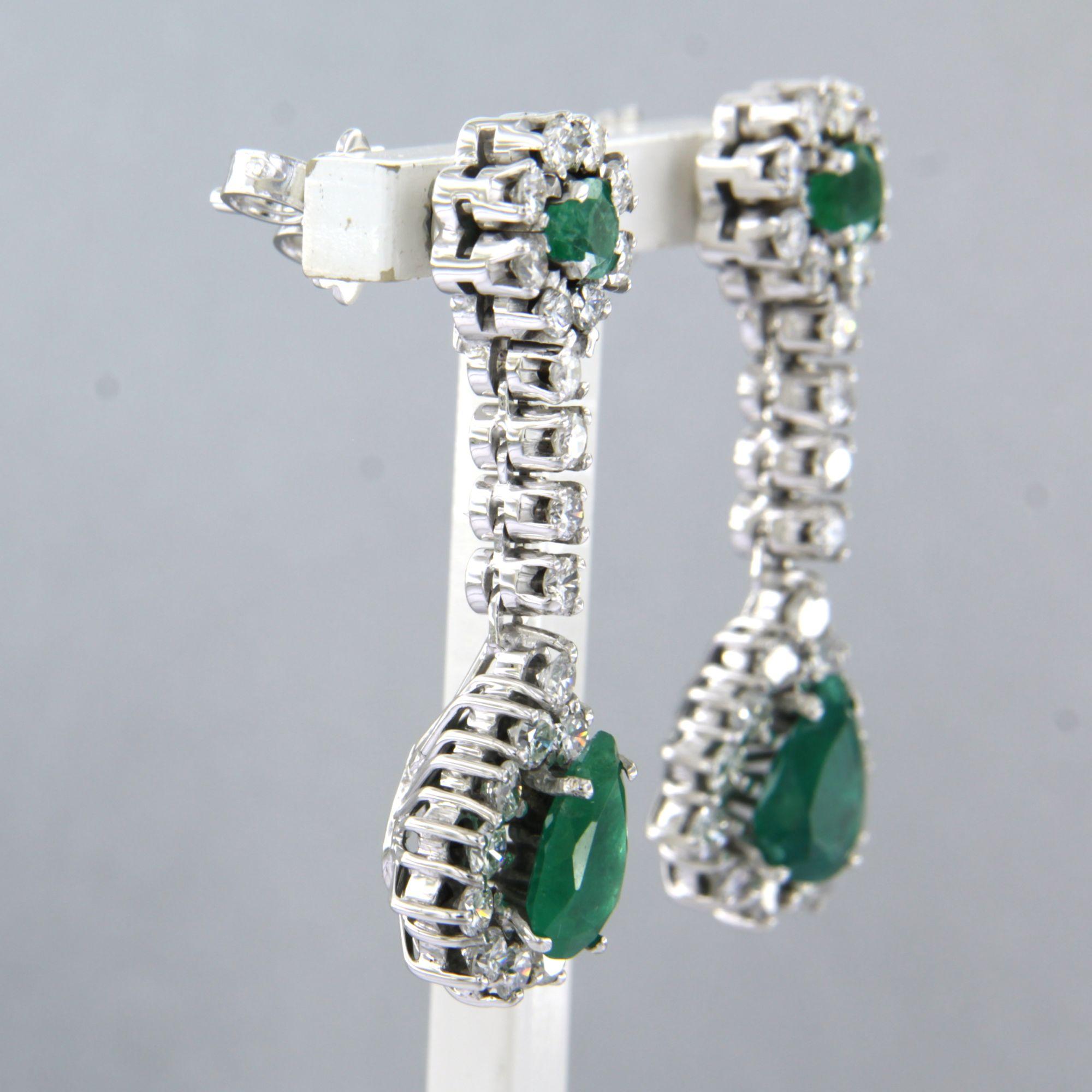 Ohrringe mit Smaragd 2,00ct und Diamanten im Brillantschliff bis zu 1,50ct 14k Gold Damen im Angebot