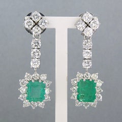 Ohrringe mit Smaragd 3,60ct und Diamanten im Brillantschliff 5,00ct 14k Gold 11,6 gr.