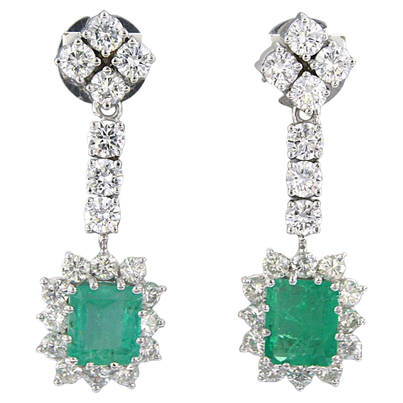 Ohrringe mit Smaragd 3,60ct und Diamanten im Brillantschliff 5,00ct 14k Gold 11,6 gr.