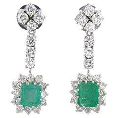Boucles d'oreilles avec émeraude 3.60ct et diamants taille brillant 5.00ct or 14k 11.6 gr.