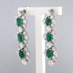 Earrings with emerald and brilliant cut diamonds up to 4.20ct 18k gold