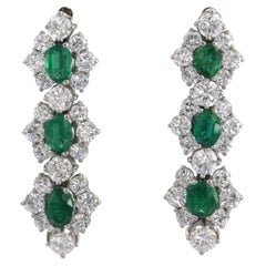 Earrings with emerald and brilliant cut diamonds up to 4.20ct 18k gold