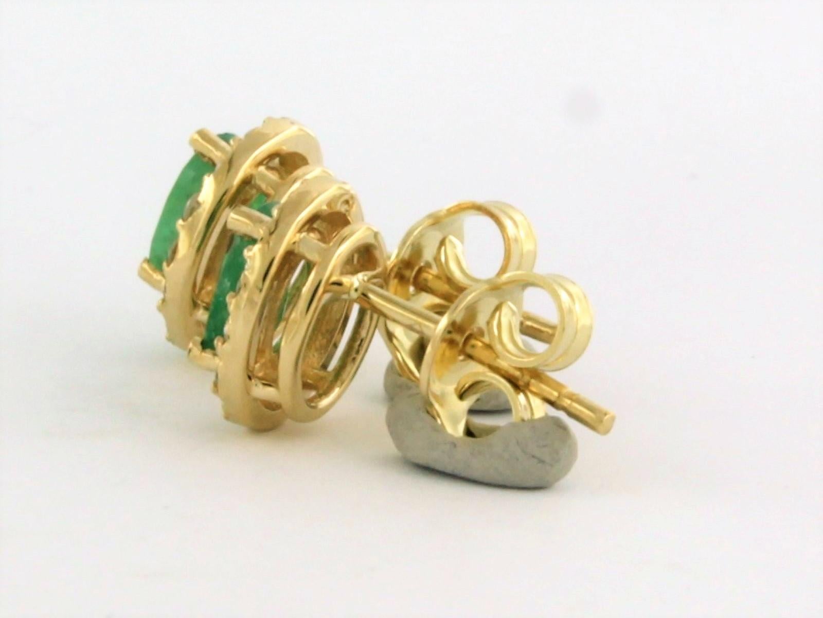Earrings with emerald up to 0.90ct and brilliant diamonds up to 0.22ct 14k gold For Sale 1