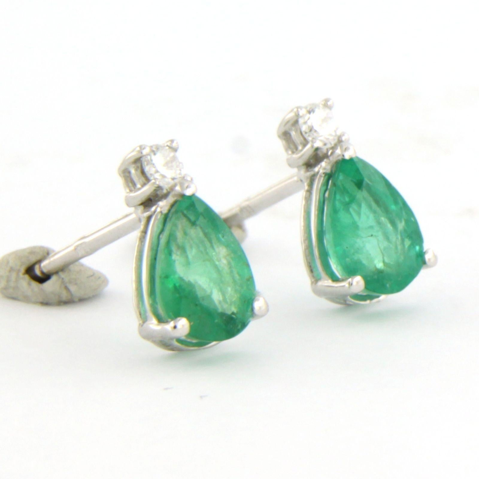 Ohrringe mit Smaragd bis zu 1,30 ct und Diamanten im Brillantschliff 18k Gold Damen im Angebot