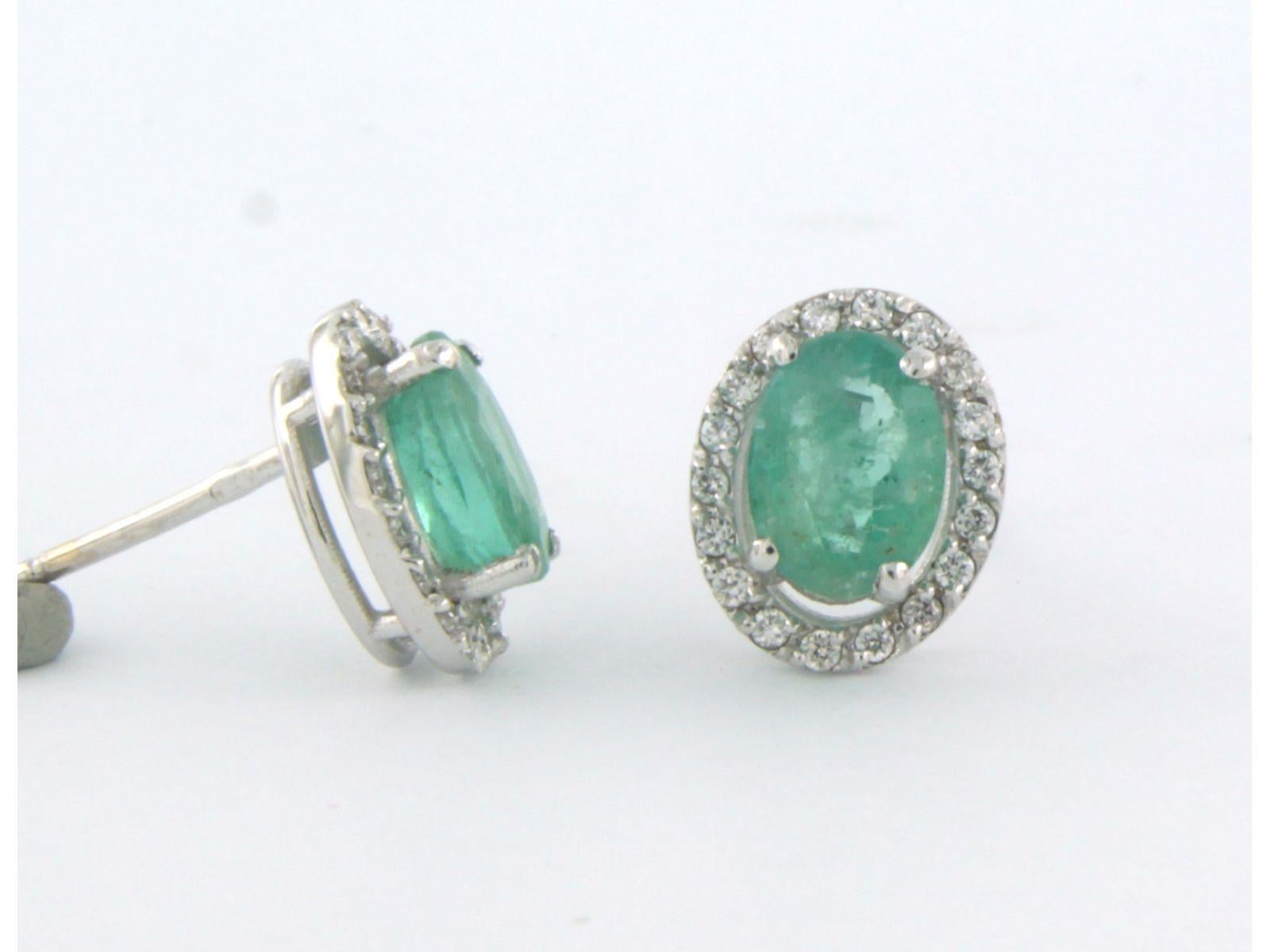 Brilliant Cut Earrings with emerald up to 1.62and brilliant cut diamonds up to 0.20ct 14k gold For Sale