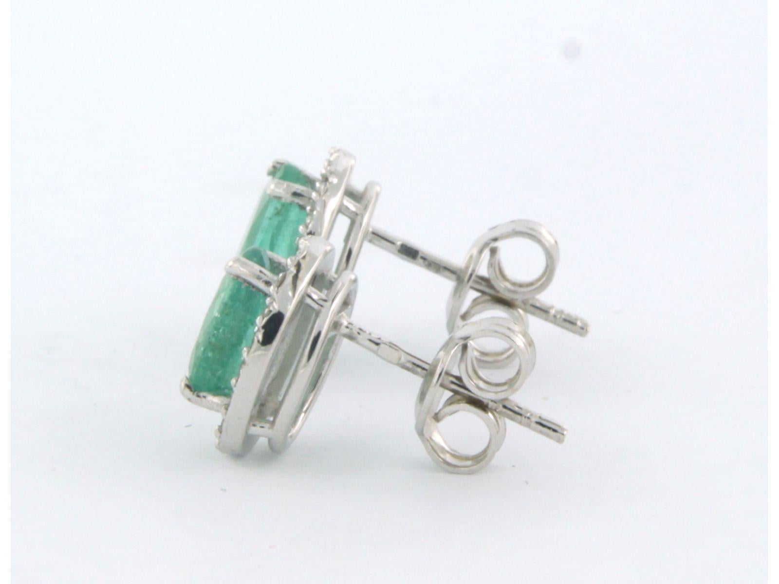 Earrings with emerald up to 1.62and brilliant cut diamonds up to 0.20ct 14k gold For Sale 1