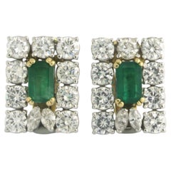 Earrings with emerald up to 5.00ct and diamonds up to 5.00ct 18k gold 16.2 grams