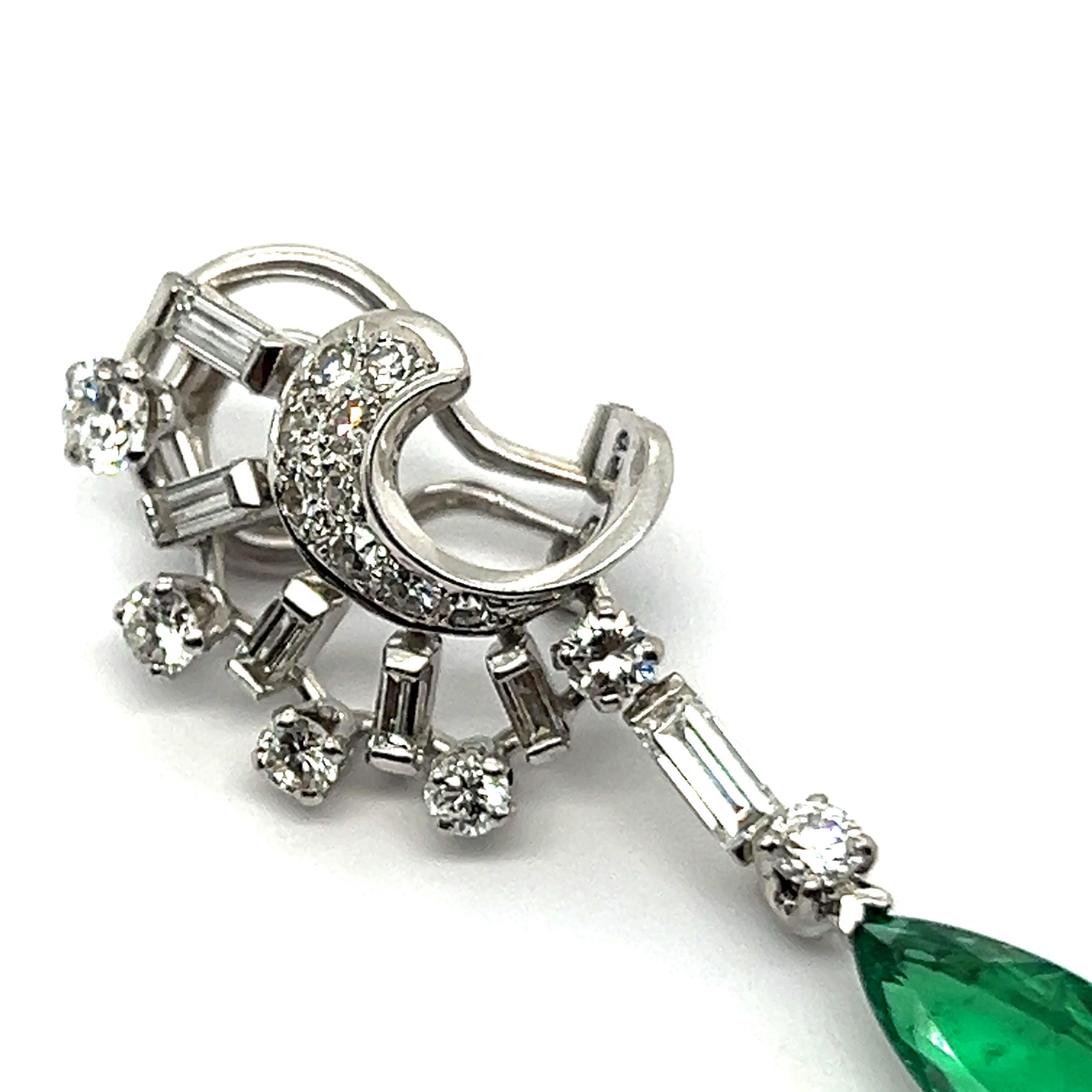 Pear Cut Earrings with Emeralds & Diamonds in 18 Karat White Gold by Gübelin For Sale