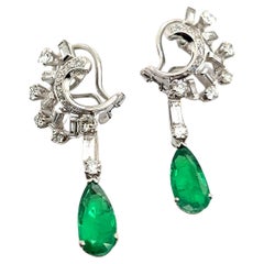 Earrings with Emeralds & Diamonds in 18 Karat White Gold by Gübelin
