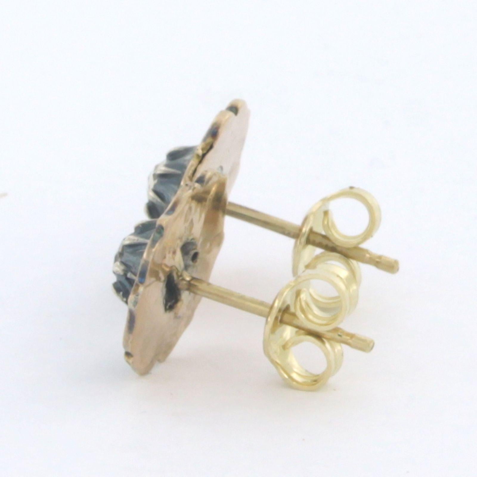 Early Victorian Earrings with enamel and rose cut diamonds up to 0.10ct 14k gold and silver For Sale