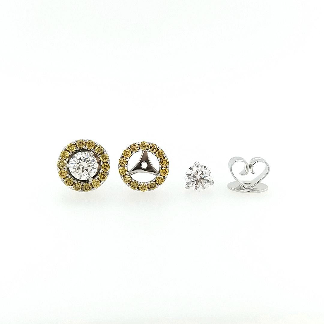 Ohrringe mit grünen Diamanten und GIA-zertifizierten runden weißen Diamanten (Rundschliff) im Angebot