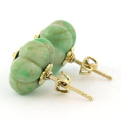 Boucles d'oreilles avec jade 14k or jaune 8.7 grammes