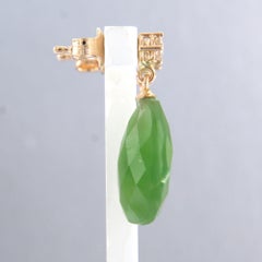 Earrings with jade and brilliant cut diamonds up to 0.22ct 18k pink gold