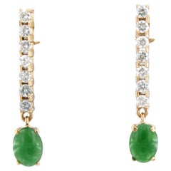 Earrings with jade and brilliant cut diamonds up to 0.58ct 18k pink gold