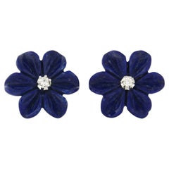Earrings with lapis lazuli and brilliant cut diamonds up to 0.08ct 18k gold