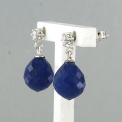 Earrings with lapis lazuli and brilliant cut diamonds up to 0.09ct 18k gold