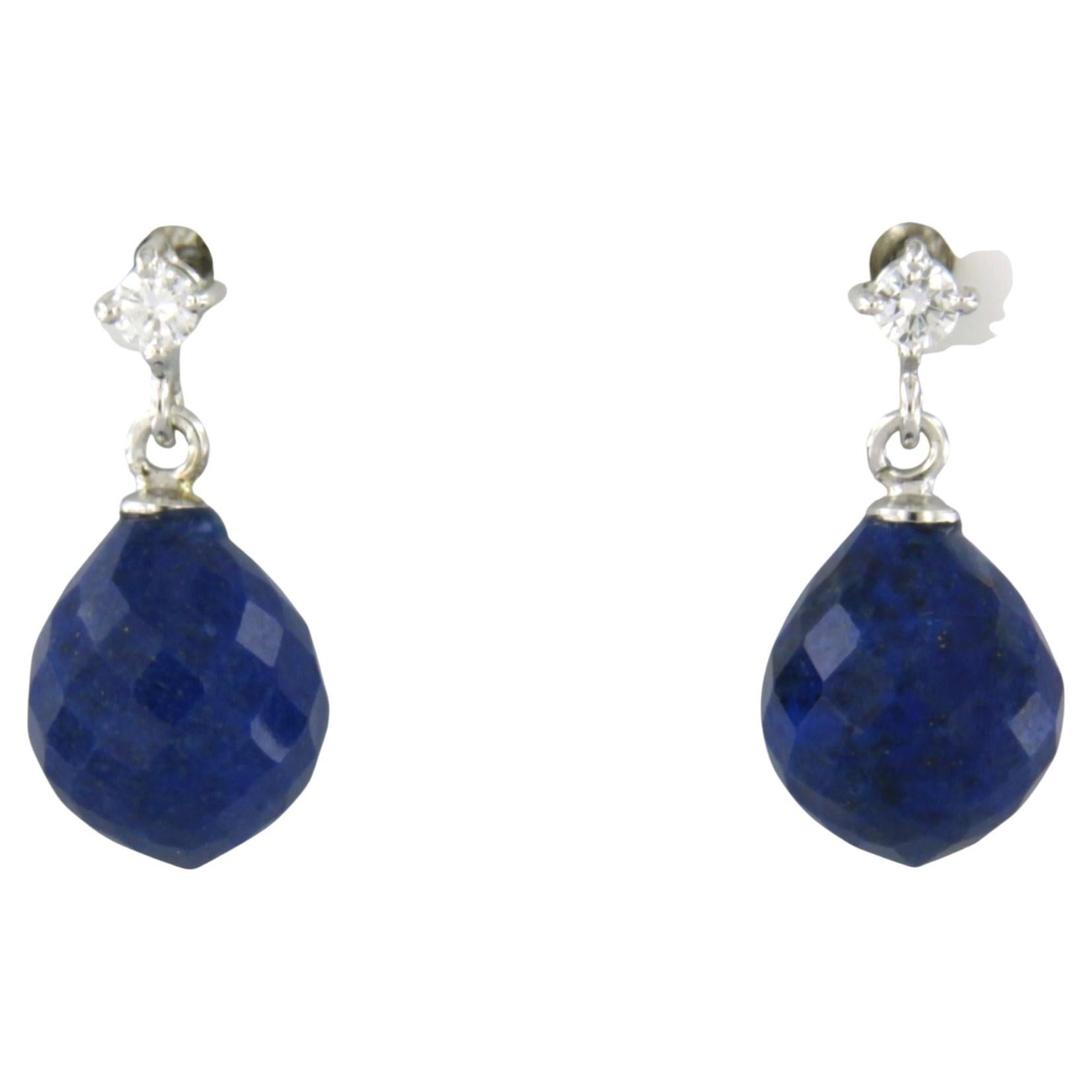 Earrings with lapis lazuli and brilliant cut diamonds up to 0.09ct 18k gold