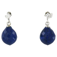 Orecchini con lapislazzuli e diamanti a taglio Brilliante fino a 0,09 ct, in oro 18k