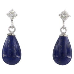 Orecchini con lapislazzuli e diamanti taglio brillante fino a 0,36ct in oro 18k