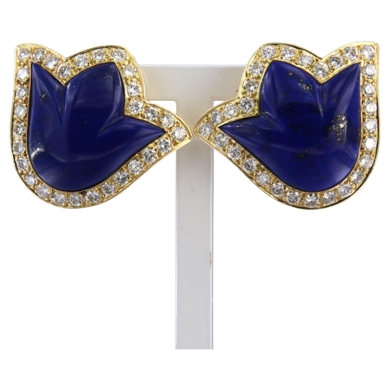 Earrings with lapis lazuli and diamonds 18k yellow gold