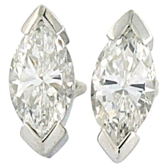 Earrings with marquise shaped diamond up to 1.00ct 18k gold 2.3 grams