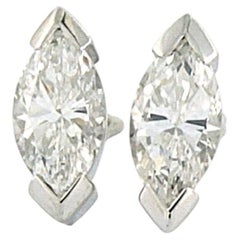 Earrings with marquise shaped diamond up to 1.00ct 18k gold 2.3 grams
