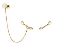 MOONSTONE, Diamond Yellow Gold Earrings