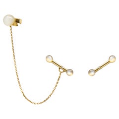 Boucles d'oreilles MOONSTONE en or jaune et diamants