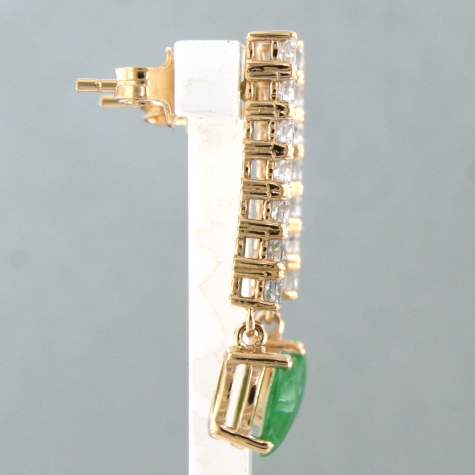 Modern Earrings with mosh agate and brilliant cut diamonds up to 0.58ct 18k pink gold For Sale