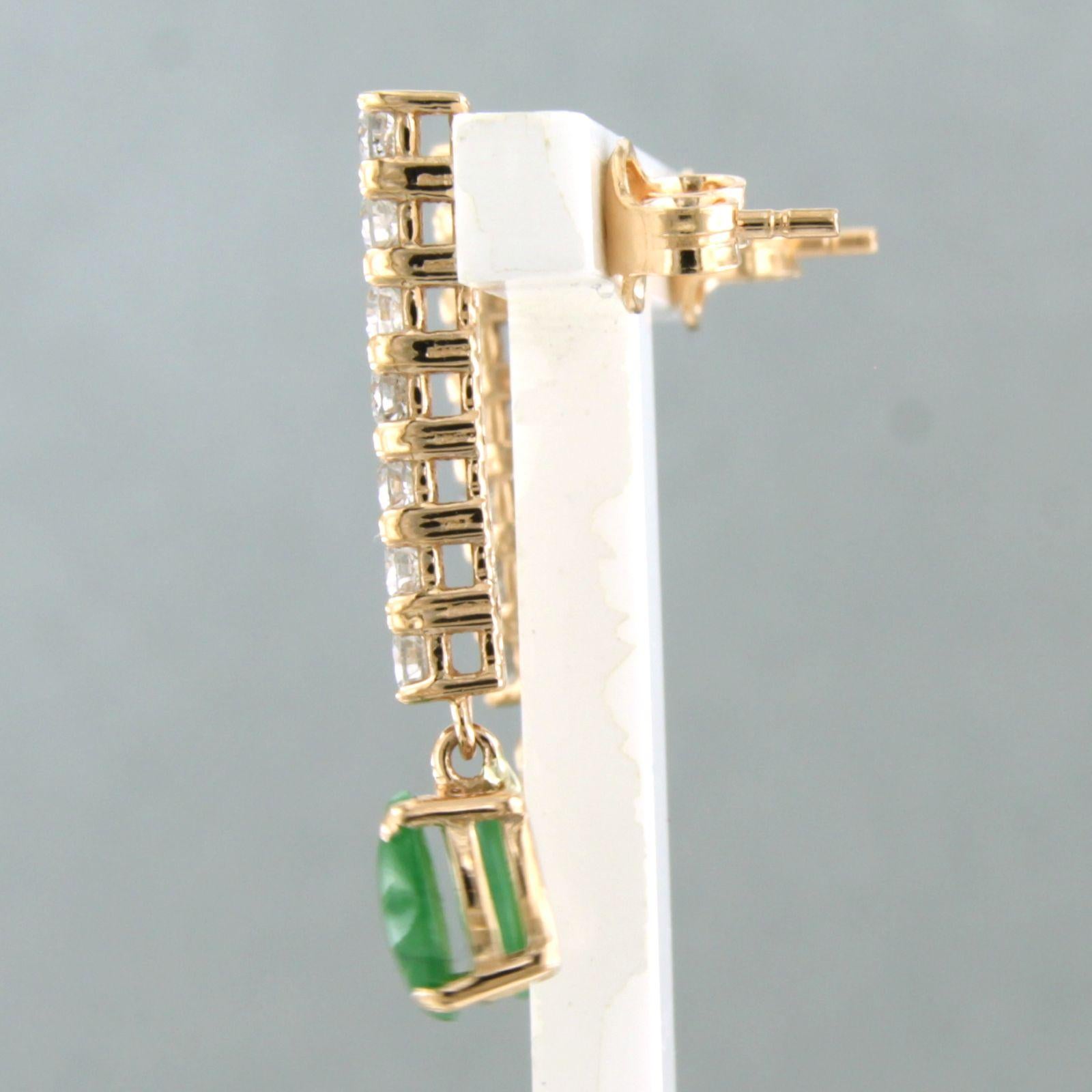 Brilliant Cut Earrings with mosh agate and brilliant cut diamonds up to 0.58ct 18k pink gold For Sale