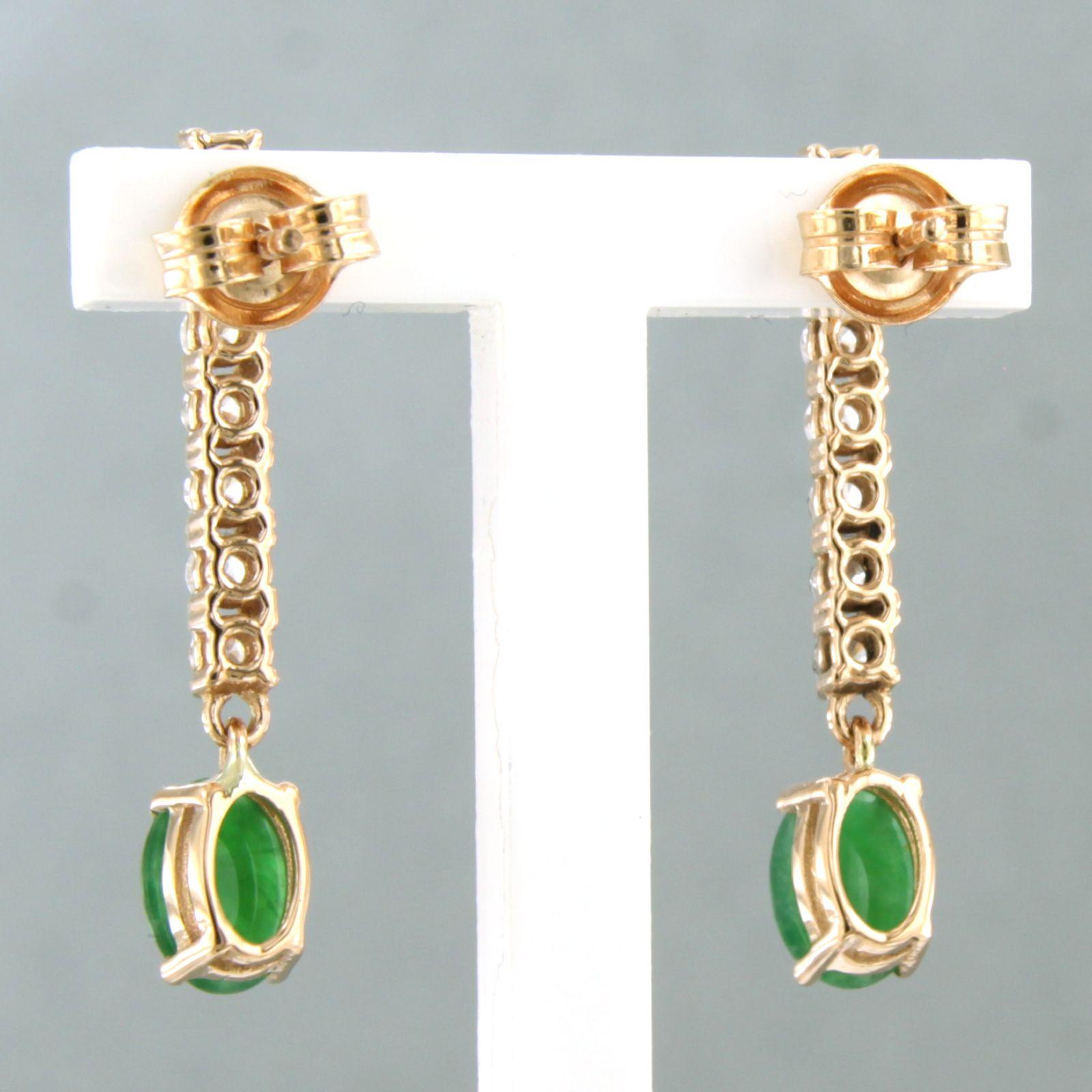 Earrings with mosh agate and brilliant cut diamonds up to 0.58ct 18k pink gold In New Condition For Sale In The Hague, ZH