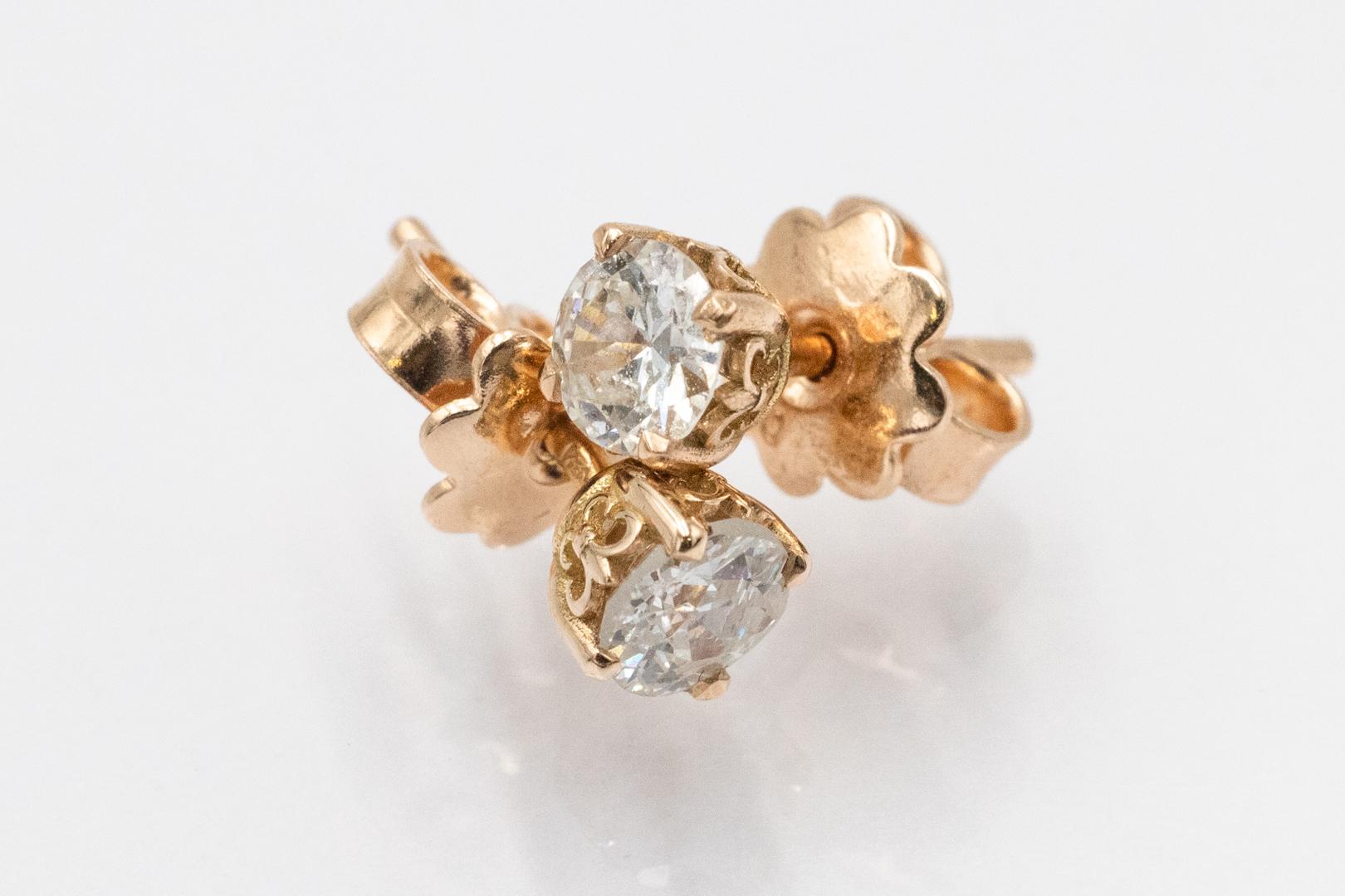 Ohrringe mit Diamanten im Altschliff mit einem Gewicht von 0,70 ct. im Zustand „Hervorragend“ im Angebot in Chorzów, PL