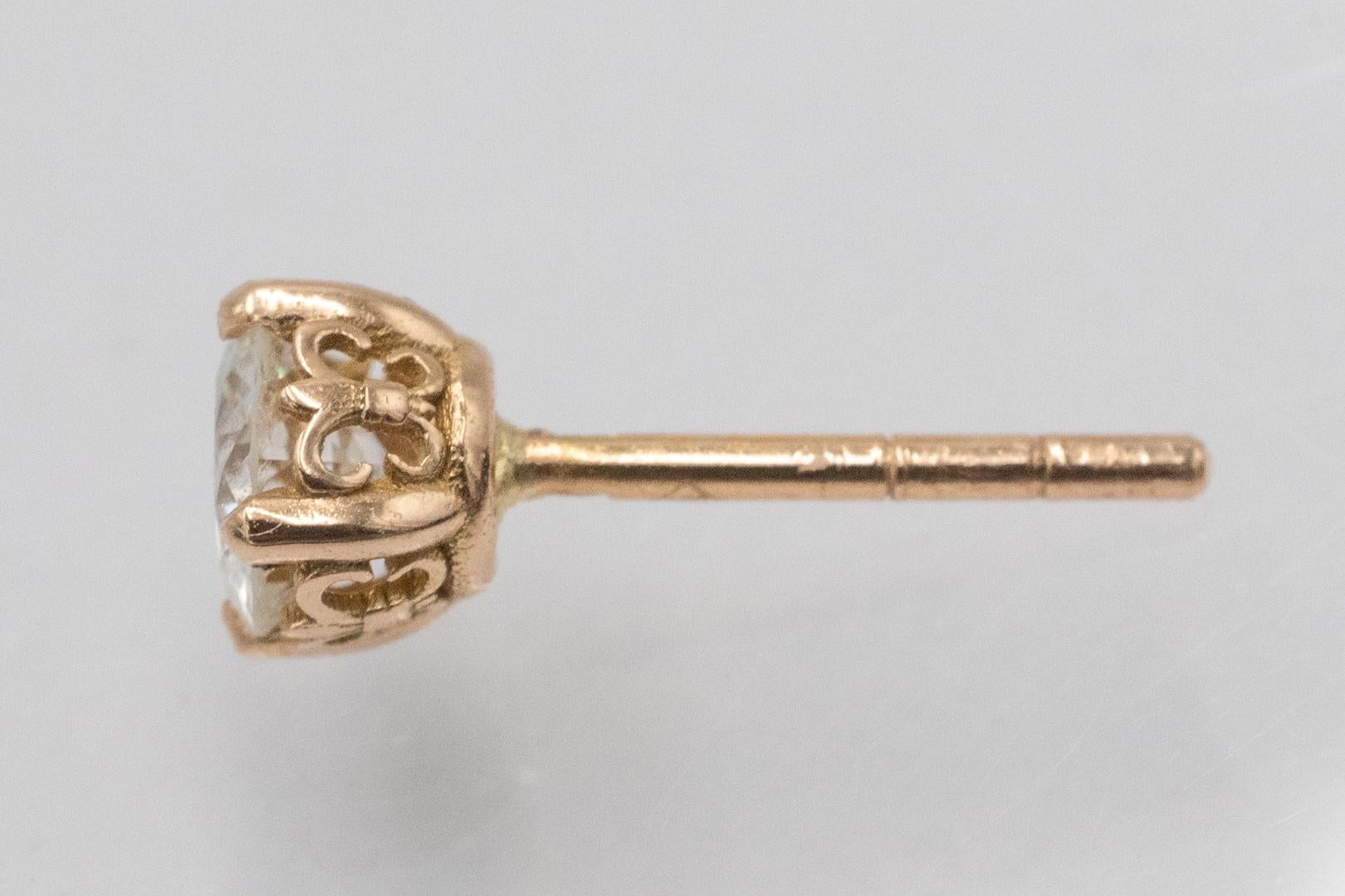 Ohrringe mit Diamanten im Altschliff mit einem Gewicht von 0,70 ct. für Damen oder Herren im Angebot
