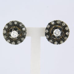 Ohrringe mit altem europäischen und Diamanten bis zu 0,60ct 18k Gold und Silber