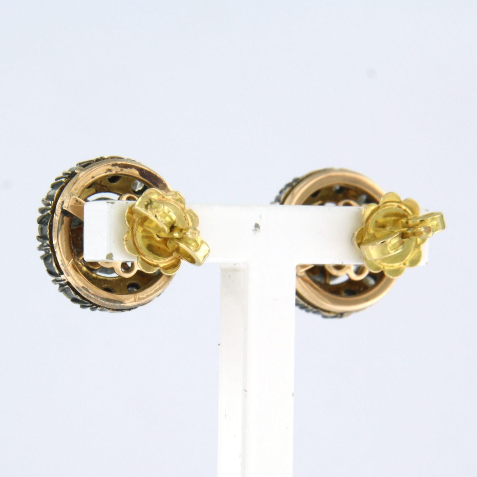 Taglio antico europeo Orecchini con Vecchio Europeo e diamanti fino a 0,60ct in oro e argento 18 carati in vendita