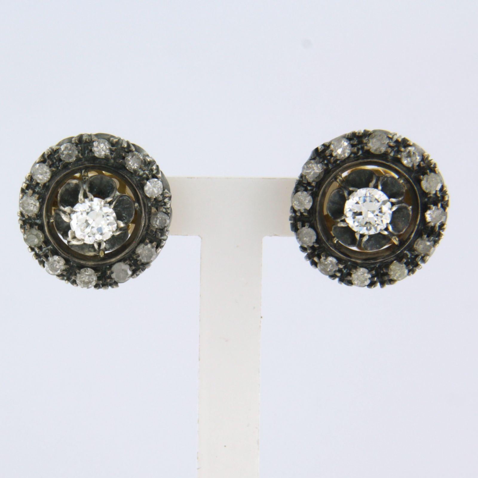 Orecchini con Vecchio Europeo e diamanti fino a 0,60ct in oro e argento 18 carati in vendita 1