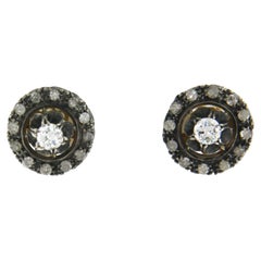 Earrings with Old European and diamonds up to 0.60ct 18k gold and silver