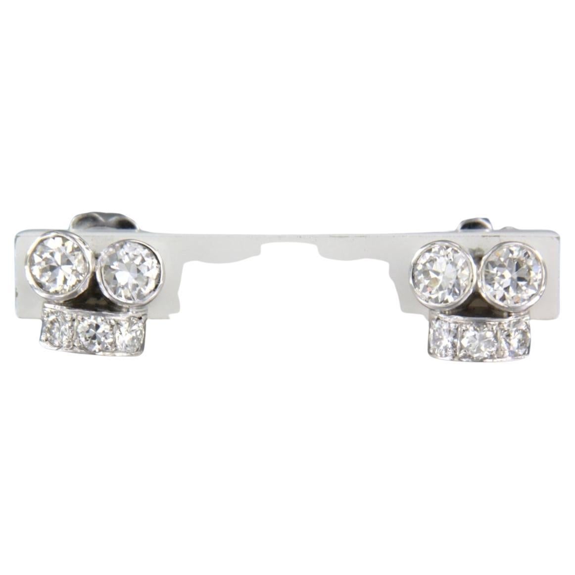 Earrings with old European cut diamonds up to 0.60ct 14k white gold and Platinum