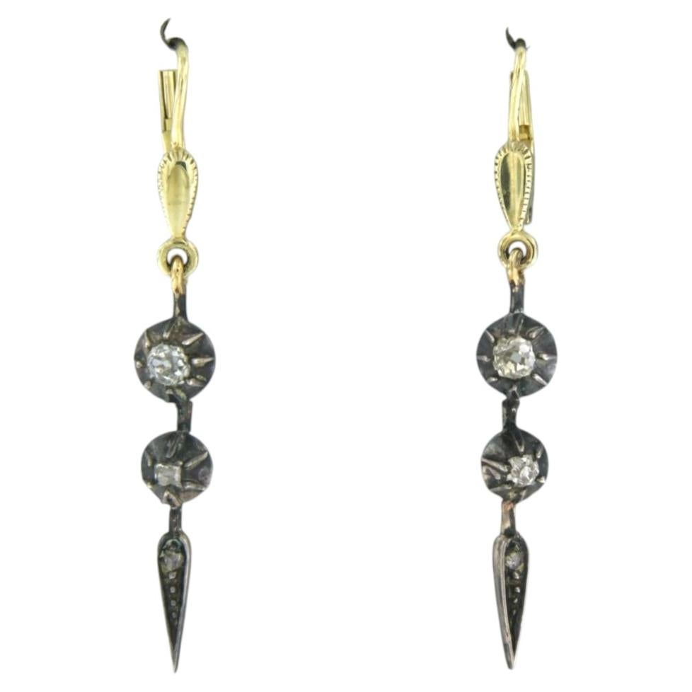 Earrings with old mine and rose cut diamonds up to 0.40ct 14k gold and silver