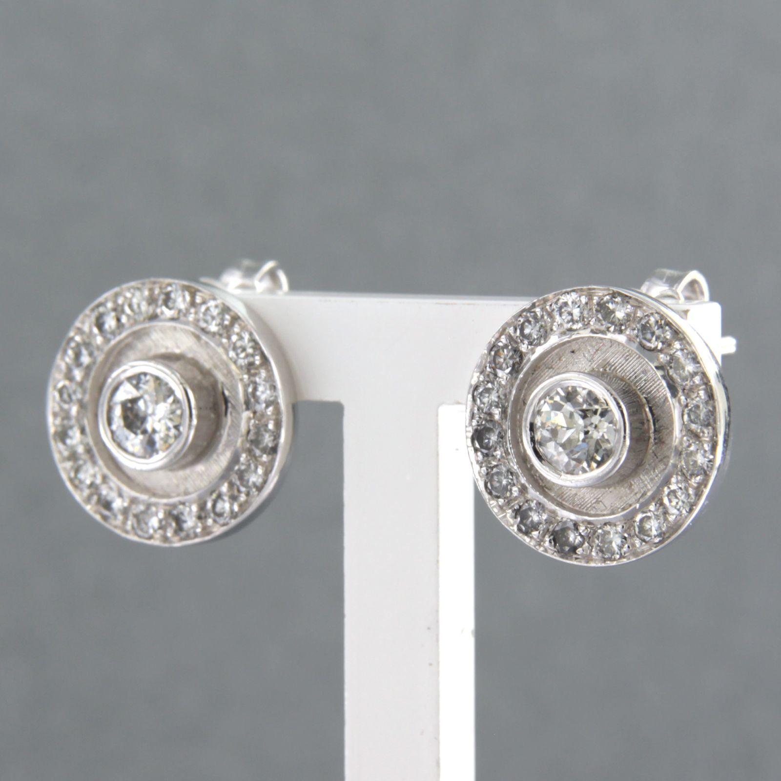 Boucles d'oreilles avec diamants taille ancienne et taille brillant jusqu'à 1,50ct or 14k Excellent état - En vente à The Hague, ZH