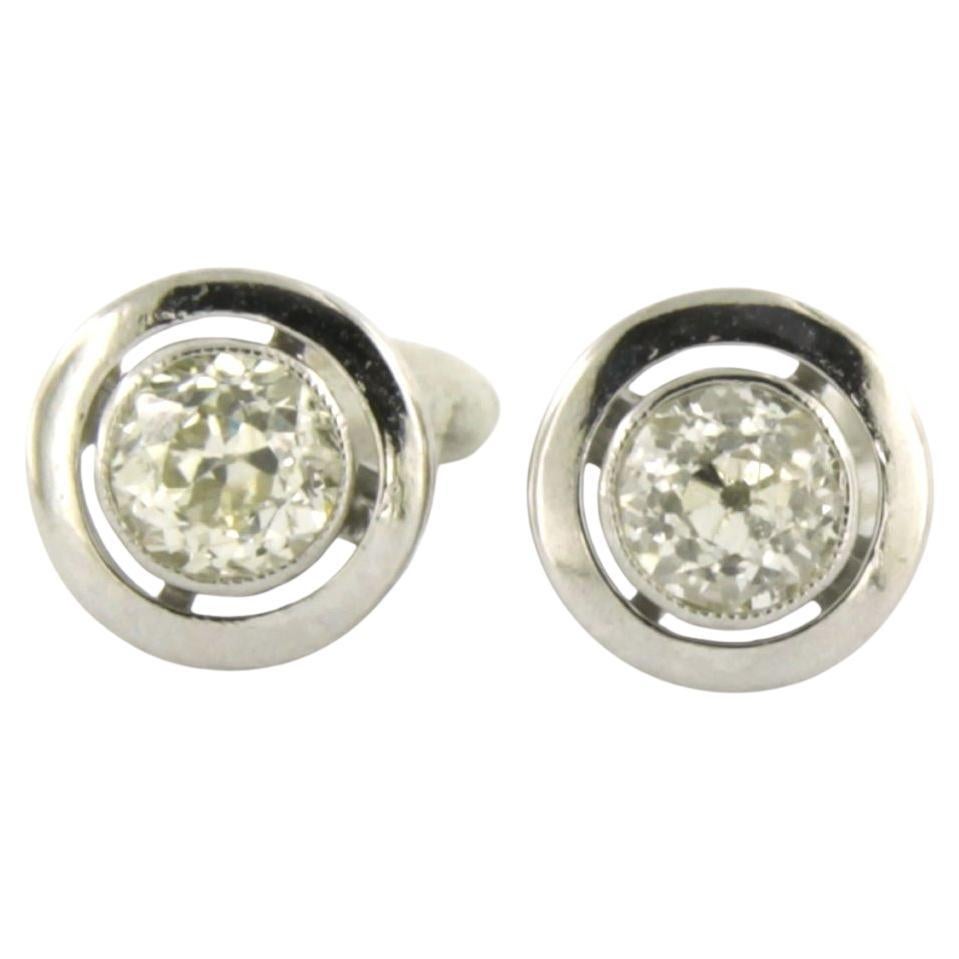 Boucles d'oreilles en platine PT820 avec diamants taille vieille mine jusqu'à 0,50 carat en vente