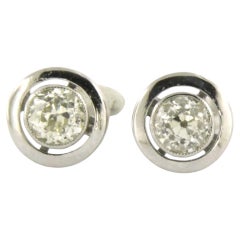 Earrings with Old Mine cut diamonds up to 0.50ct PT820 platinum