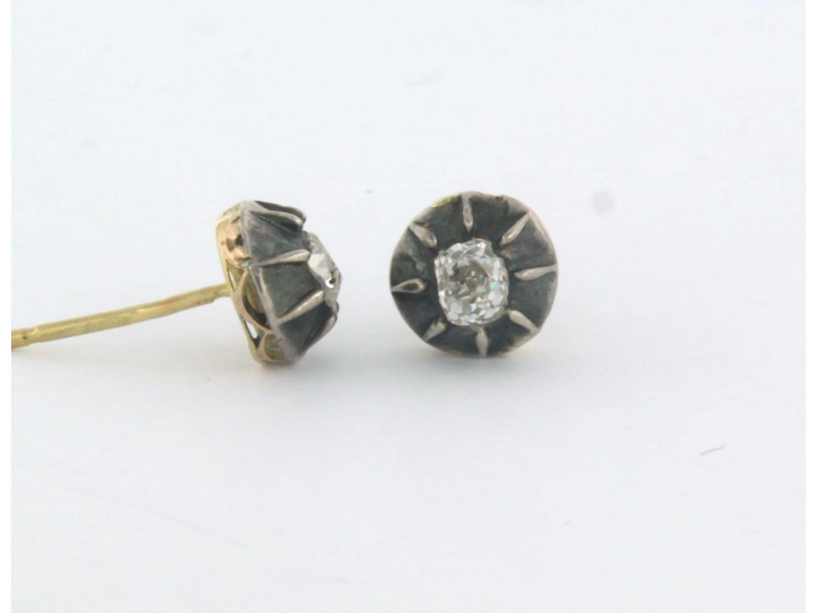 Boucles d'oreilles avec diamants taille ancienne jusqu'à 0,70ct Or 18k et argent 2,3 grammes Excellent état - En vente à The Hague, ZH